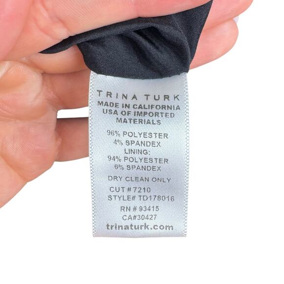 Trina Turk Panache 2 Faye Black Floral Flounce Bell Sleeve Cocktail Shift Dress - Picture 13 of 13